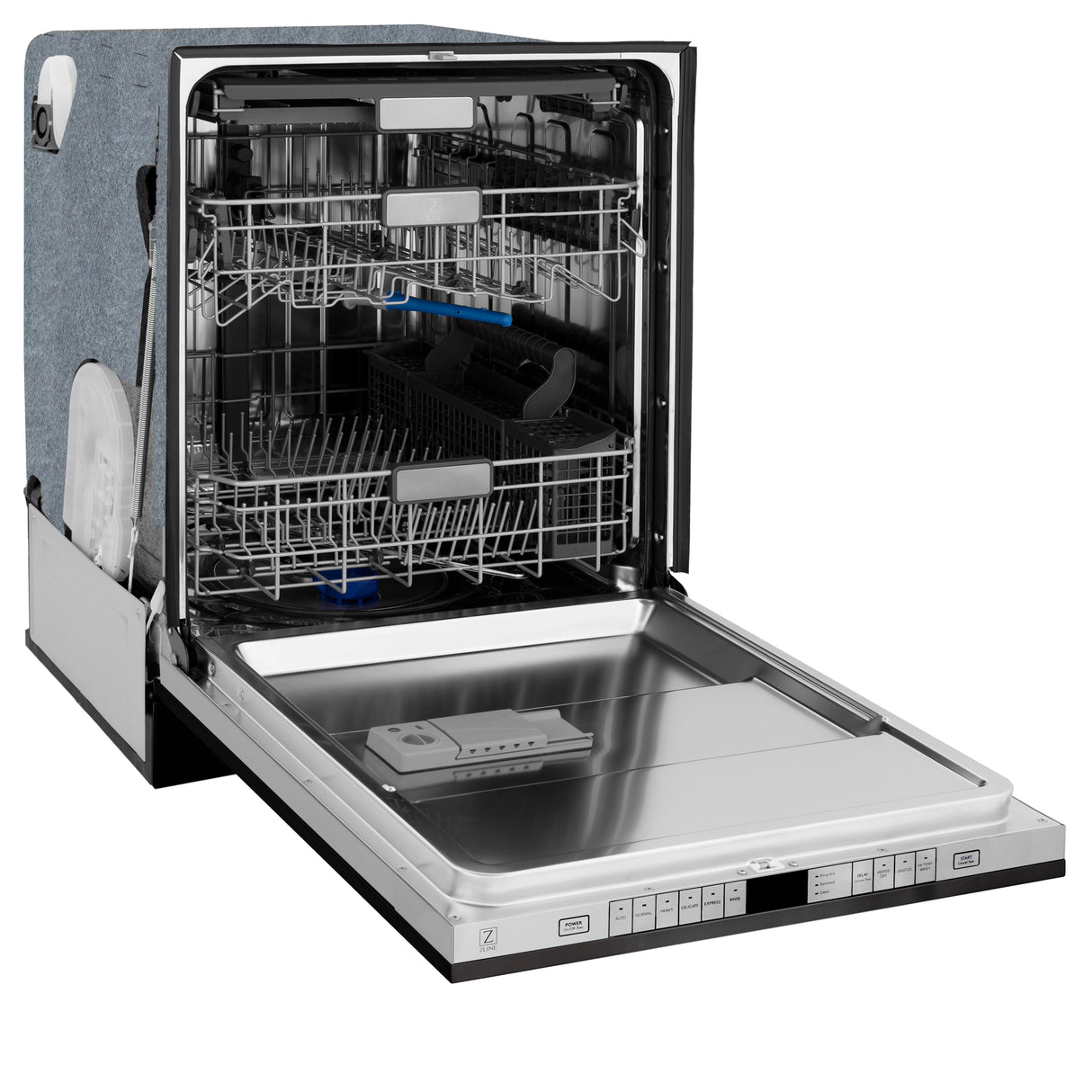 ZLINE 24" Monument Series 3rd Rack Top Touch Control Dishwasher in Black Matte with Stainless Steel Tub, 45dBa (DWMT-BLM-24)