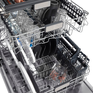 ZLINE 24" Monument Series 3rd Rack Top Touch Control Dishwasher in Black Matte with Stainless Steel Tub, 45dBa (DWMT-BLM-24)