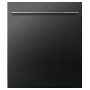 ZLINE 24" Black Stainless Top Control Built-In Dishwasher with Stainless Steel Tub and Modern Style Handle, 52dBa (DW-BS-H-24)