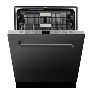 ZLINE 24" Monument Series 3rd Rack Top Touch Control Dishwasher in Black Stainless Steel with Stainless Steel Tub, 45dBa (DWMT-BS-24)