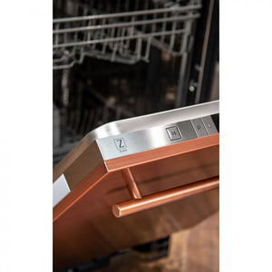 ZLINE 24" Copper Top Control Built-In Dishwasher with Stainless Steel Tub and Modern Style Handle, 52dBa (DW-C-24)