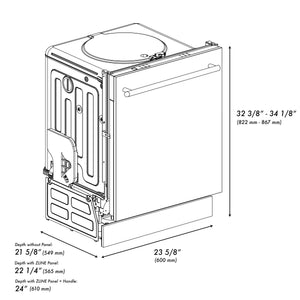 ZLINE 24" Copper Top Control Built-In Dishwasher with Stainless Steel Tub and Modern Style Handle, 52dBa (DW-C-24)