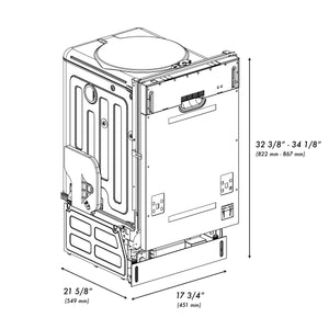 ZLINE 18" Compact Panel Ready Top Control Built-In Dishwasher with Stainless Steel Tub, 52dBa (DW7714-18)