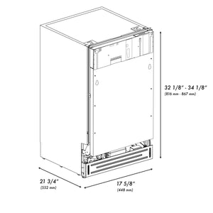 ZLINE 18" Tallac Series 3rd Rack Top Control Built-In Dishwasher in Custom Panel Ready with Stainless Steel Tub, 51dBa (DWV-18)