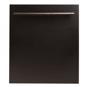 ZLINE 24" Oil-Rubbed Bronze Top Control Built-In Dishwasher with Stainless Steel Tub and Modern Style Handle, 52dBa (DW-ORB-24)