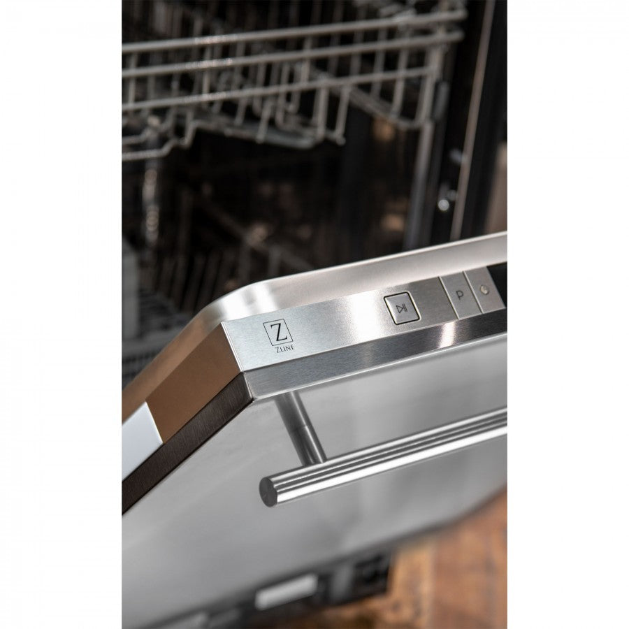 ZLINE 24" Stainless Steel Top Control Built-In Dishwasher with Stainless Steel Tub and Modern Style Handle, 52dBa (DW-304-24)