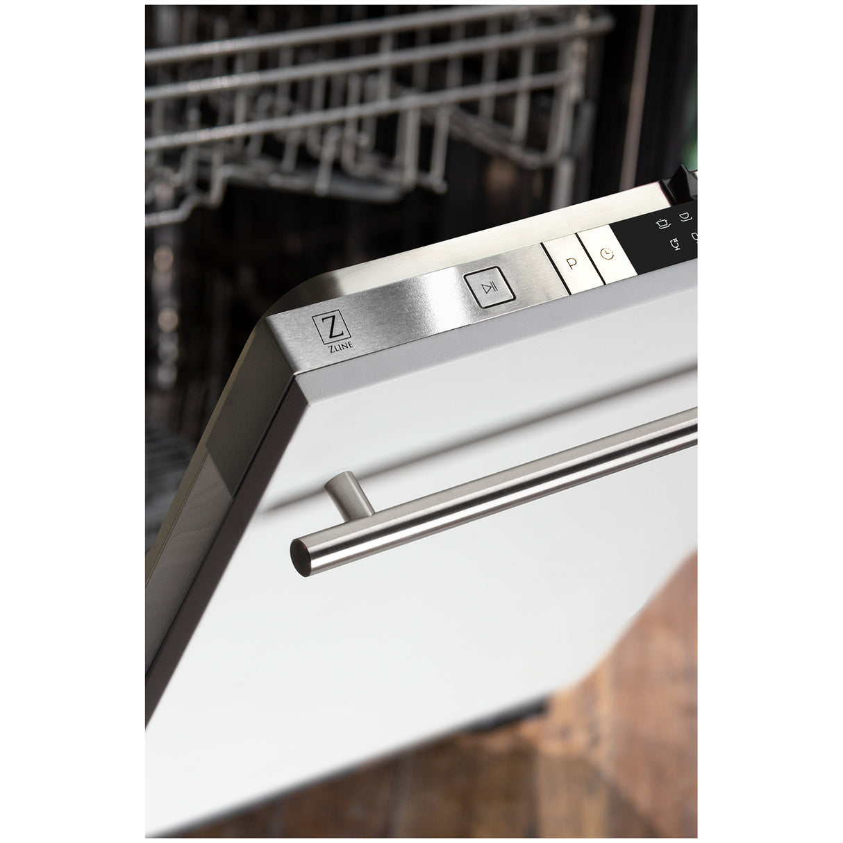 ZLINE 24" White Matte Top Control Built-In Dishwasher with Stainless Steel Tub and Modern Style Handle, 52dBa (DW-WM-H-24)