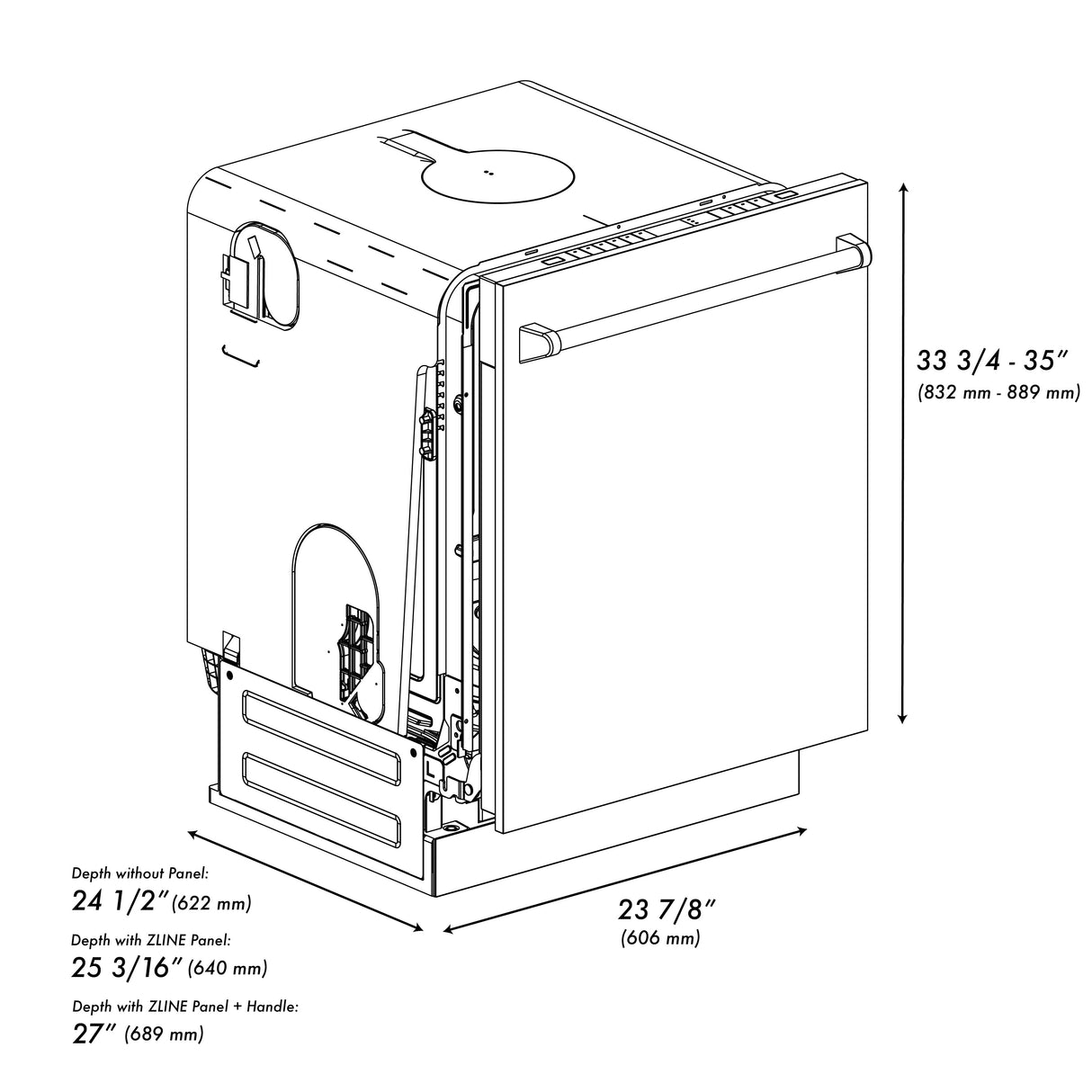 ZLINE 24" Monument Series 3rd Rack Top Touch Control Dishwasher in White Matte with Stainless Steel Tub, 45dBa (DWMT-WM-24)