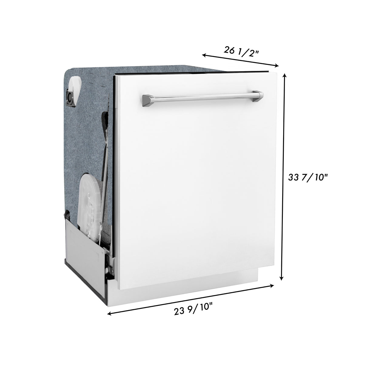 ZLINE 24" Monument Series 3rd Rack Top Touch Control Dishwasher in White Matte with Stainless Steel Tub, 45dBa (DWMT-WM-24)