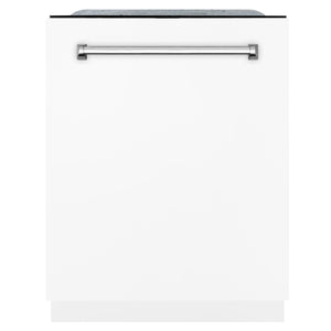 ZLINE 24" Monument Series 3rd Rack Top Touch Control Dishwasher in White Matte with Stainless Steel Tub, 45dBa (DWMT-WM-24)