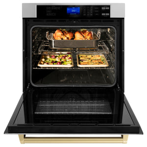 ZLINE 30" Autograph Edition Single Wall Oven with Self Clean and True Convection in Stainless Steel and Champagne Bronze (AWSZ-30-CB)