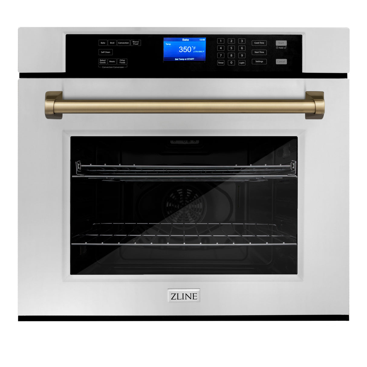 ZLINE 30" Autograph Edition Single Wall Oven with Self Clean and True Convection in Stainless Steel and Champagne Bronze (AWSZ-30-CB)