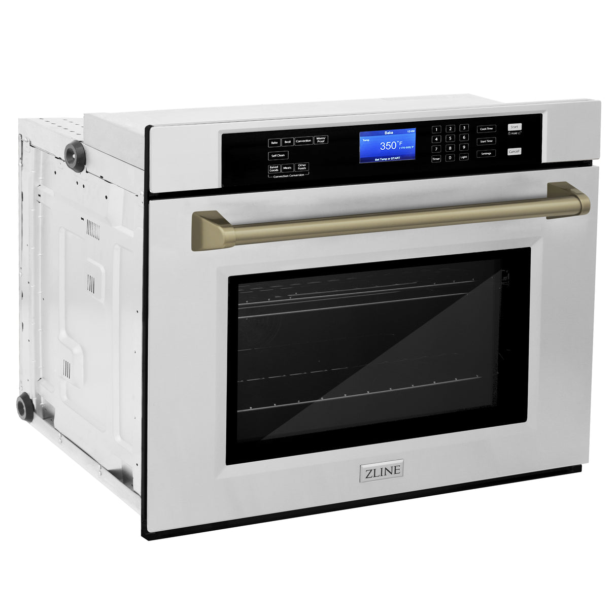 ZLINE 30" Autograph Edition Single Wall Oven with Self Clean and True Convection in Stainless Steel and Champagne Bronze (AWSZ-30-CB)