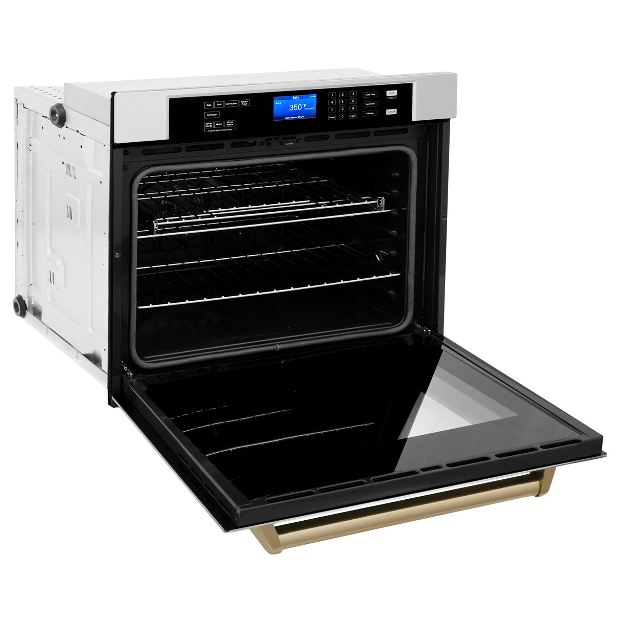 ZLINE 30" Autograph Edition Single Wall Oven with Self Clean and True Convection in Stainless Steel and Champagne Bronze (AWSZ-30-CB)