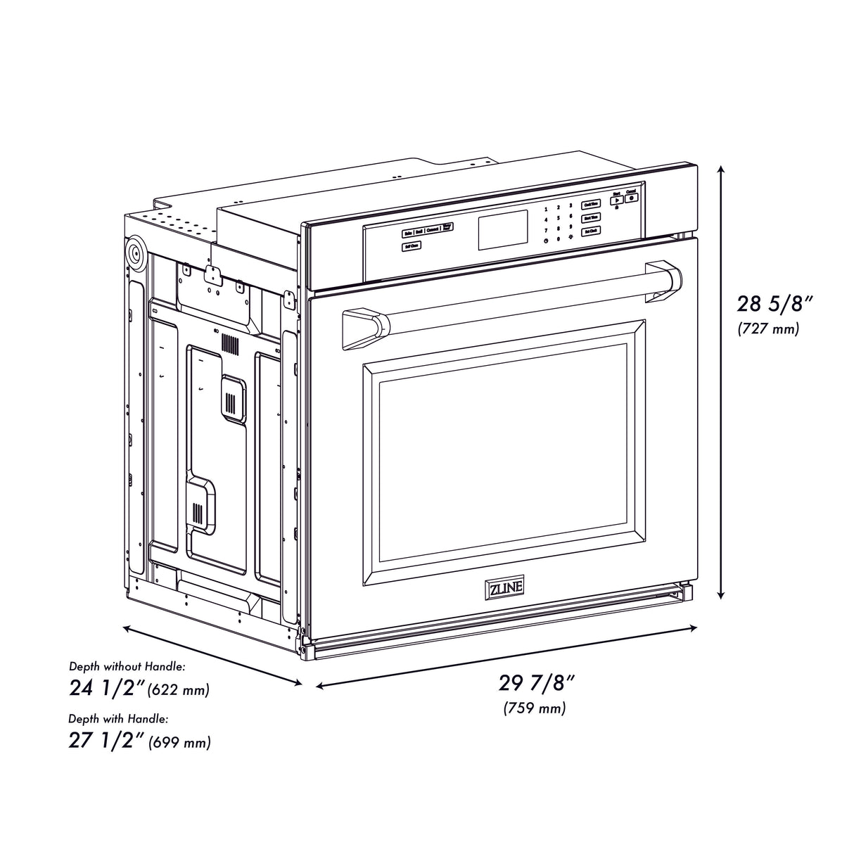 ZLINE 30" Autograph Edition Single Wall Oven with Self Clean and True Convection in Stainless Steel and Gold (AWSZ-30-G)