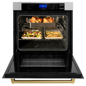 ZLINE 30" Autograph Edition Single Wall Oven with Self Clean and True Convection in Stainless Steel and Gold (AWSZ-30-G)