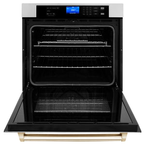 ZLINE 30" Autograph Edition Single Wall Oven with Self Clean and True Convection in Stainless Steel and Gold (AWSZ-30-G)