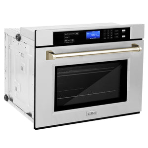 ZLINE 30" Autograph Edition Single Wall Oven with Self Clean and True Convection in Stainless Steel and Gold (AWSZ-30-G)