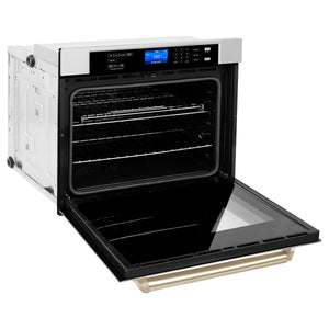 ZLINE 30" Autograph Edition Single Wall Oven with Self Clean and True Convection in Stainless Steel and Gold (AWSZ-30-G)