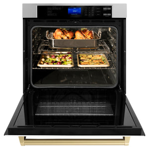 ZLINE 30" Autograph Edition Single Wall Oven with Self Clean and True Convection in Stainless Steel and Matte Black (AWSZ-30-MB)