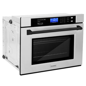 ZLINE 30" Autograph Edition Single Wall Oven with Self Clean and True Convection in Stainless Steel and Matte Black (AWSZ-30-MB)