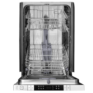 ZLINE 18" Compact Black Stainless Steel Top Control Built-In Dishwasher with Stainless Steel Tub and Modern Style Handle, 52dBa (DW-BS-H-18)