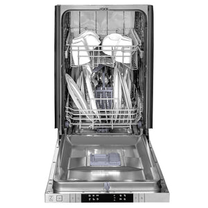 ZLINE 18" Compact Black Stainless Steel Top Control Built-In Dishwasher with Stainless Steel Tub and Modern Style Handle, 52dBa (DW-BS-H-18)