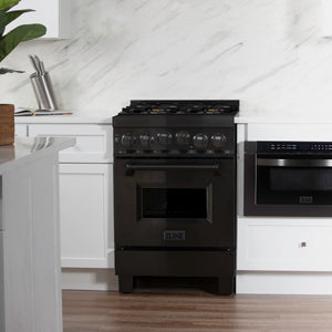 ZLINE 24" 2.8 cu ft Range with Gas Stove and Gas Oven in Black Stainless Steel with Brass Burners (RGB-24)