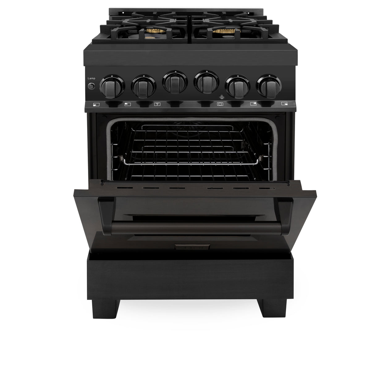 ZLINE 24" 2.8 cu ft Range with Gas Stove and Gas Oven in Black Stainless Steel with Brass Burners (RGB-24)