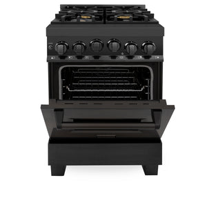 ZLINE 24" 2.8 cu ft Range with Gas Stove and Gas Oven in Black Stainless Steel with Brass Burners (RGB-24)