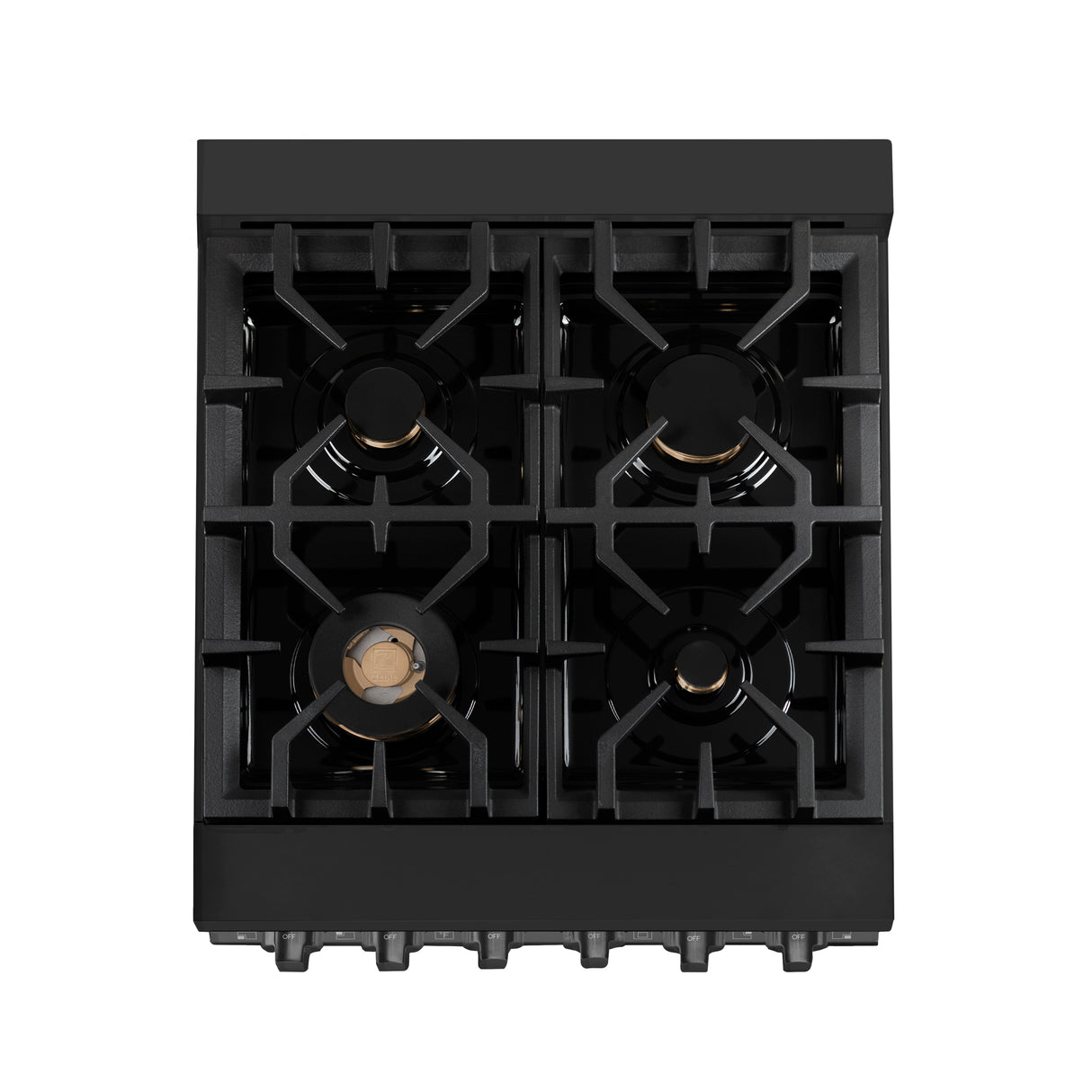 ZLINE 24" 2.8 cu ft Range with Gas Stove and Gas Oven in Black Stainless Steel with Brass Burners (RGB-24)