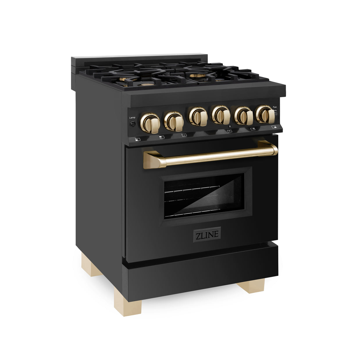 ZLINE Autograph Edition 24" 2.8 cu ft Range with Gas Stove and Gas Oven in Black Stainless Steel with Gold Accents (RGBZ-24-G)