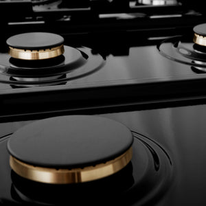 ZLINE Autograph Edition 36" Porcelain Rangetop with 6 Gas Burners in Fingerprint Resistant Stainless Steel and Matte Black Accents (RTSZ-36-MB)