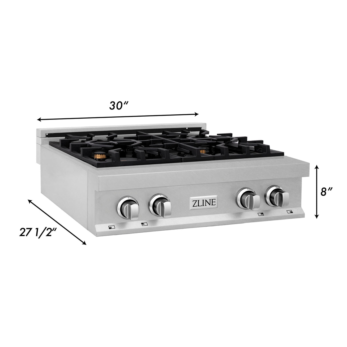 ZLINE 30" Porcelain Gas Stovetop in Fingerprint Resistant Stainless Steel with 4 Gas Brass Burners (RTS-BR-30)