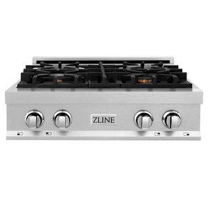 ZLINE 30" Porcelain Gas Stovetop in Fingerprint Resistant Stainless Steel with 4 Gas Brass Burners (RTS-BR-30)