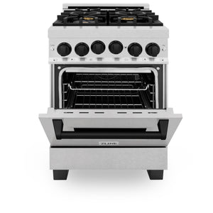 ZLINE Autograph Edition 24" 2.8 cu ft Range with Gas Stove and Gas Oven in Fingerprint Resistant Stainless Steel with Matte Black Accents (RGSZ-SN-24-MB)