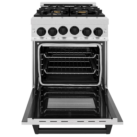 ZLINE Autograph Edition 24" 2.8 cu ft Range with Gas Stove and Gas Oven in Fingerprint Resistant Stainless Steel with Matte Black Accents (RGSZ-SN-24-MB)