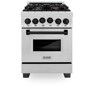 ZLINE Autograph Edition 24" 2.8 cu ft Range with Gas Stove and Gas Oven in Fingerprint Resistant Stainless Steel with Matte Black Accents (RGSZ-SN-24-MB)