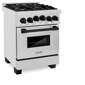 ZLINE Autograph Edition 24" 2.8 cu ft Range with Gas Stove and Gas Oven in Fingerprint Resistant Stainless Steel with Matte Black Accents (RGSZ-SN-24-MB)