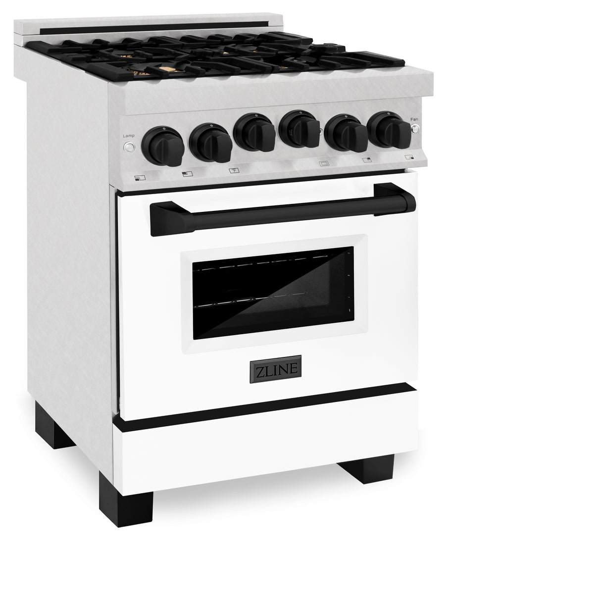 ZLINE Autograph Edition 24" 2.8 cu ft Range with Gas Stove and Gas Oven in Fingerprint Resistant Stainless Steel with White Matte Door and Matte Black Accents (RGSZ-WM-24-MB)