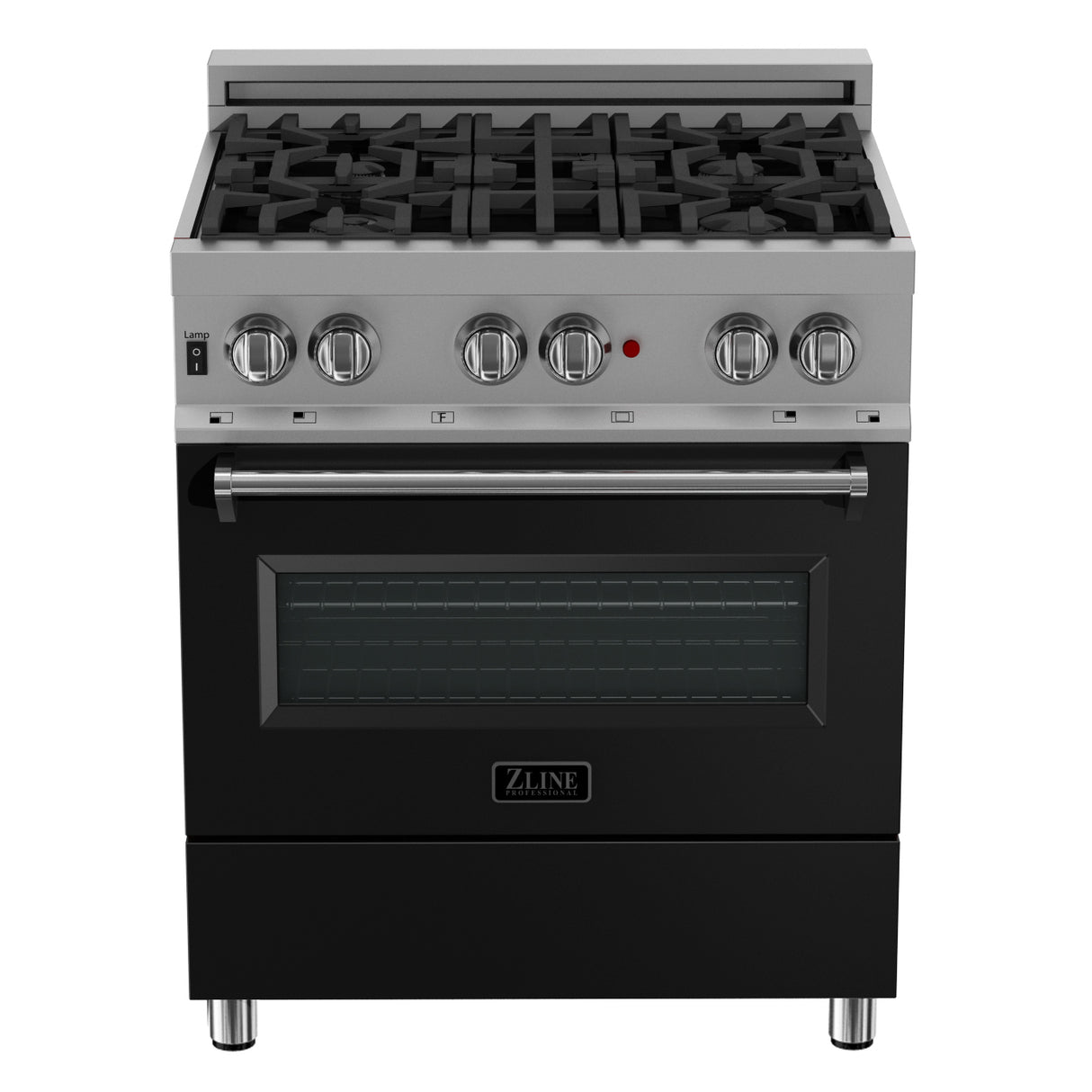 ZLINE 30" 4.0 cu ft Dual Fuel Range with Gas Stove and Electric Oven in Fingerprint Resistant Stainless Steel and Black Matte Door (RAS-BLM-30)