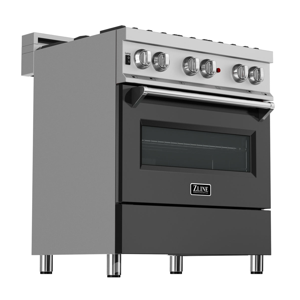 ZLINE 30" 4.0 cu ft Dual Fuel Range with Gas Stove and Electric Oven in Fingerprint Resistant Stainless Steel and Black Matte Door (RAS-BLM-30)