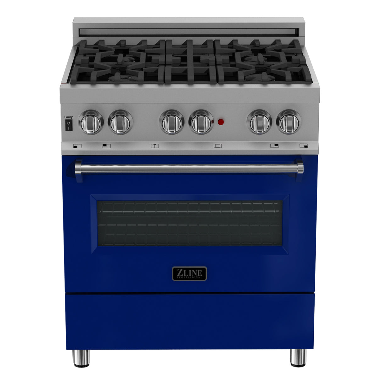 ZLINE 30" 4.0 cu ft Dual Fuel Range with Gas Stove and Electric Oven in Fingerprint Resistant Stainless Steel and Blue Gloss Door (RAS-BG-30)