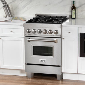 ZLINE 24" 2.8 cu ft Dual Fuel Range with Gas Stove and Electric Oven in Fingerprint Resistant Stainless Steel (RAS-SN-24)