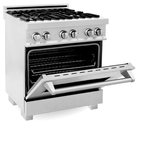 ZLINE 30" 4.0 cu ft Dual Fuel Range with Gas Stove and Electric Oven in Fingerprint Resistant Stainless Steel (RAS-SN-30)