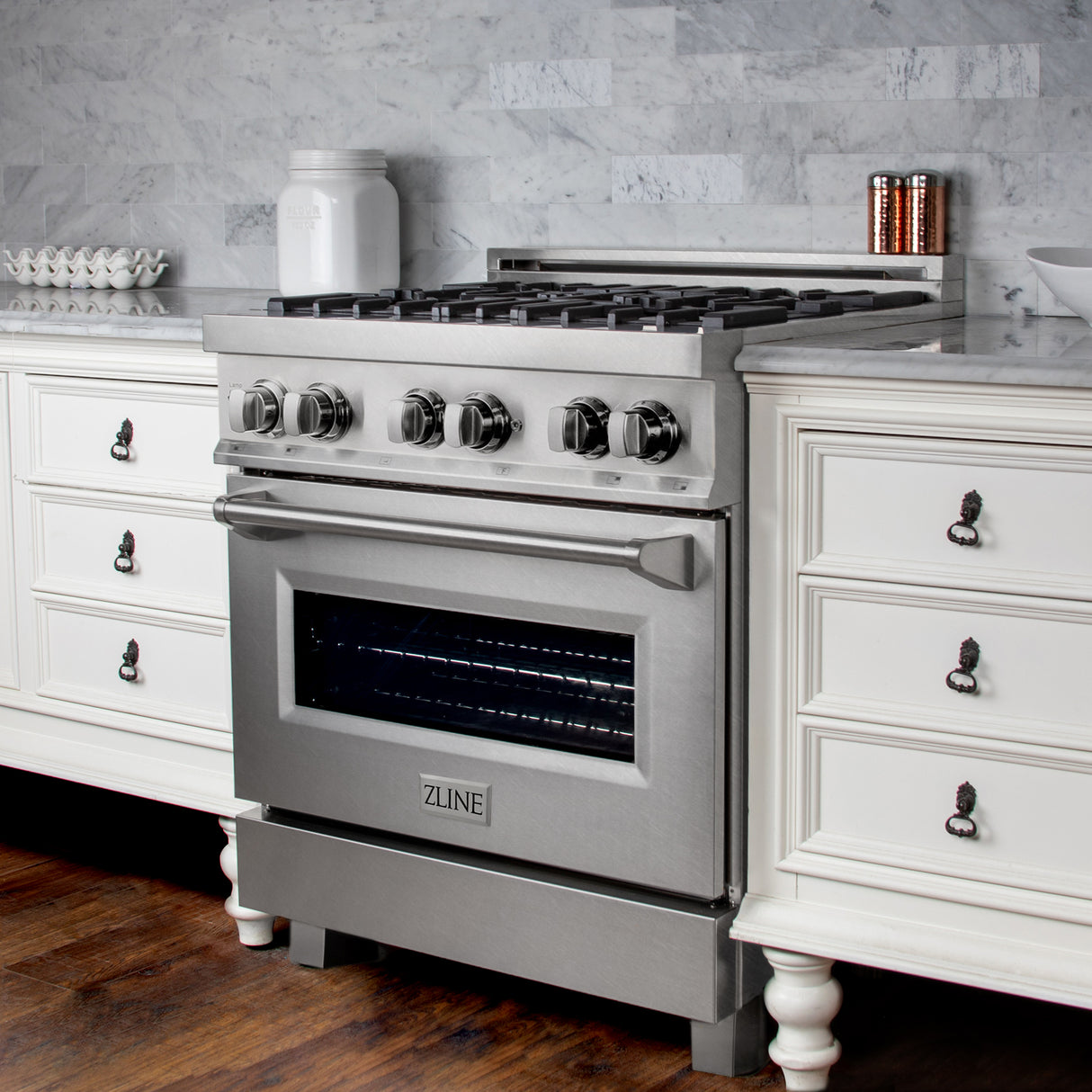 ZLINE 30" 4.0 cu ft Dual Fuel Range with Gas Stove and Electric Oven in Fingerprint Resistant Stainless Steel (RAS-SN-30)