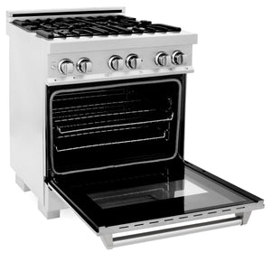 ZLINE 30" 4.0 cu ft Dual Fuel Range with Gas Stove and Electric Oven in Fingerprint Resistant Stainless Steel (RAS-SN-30)