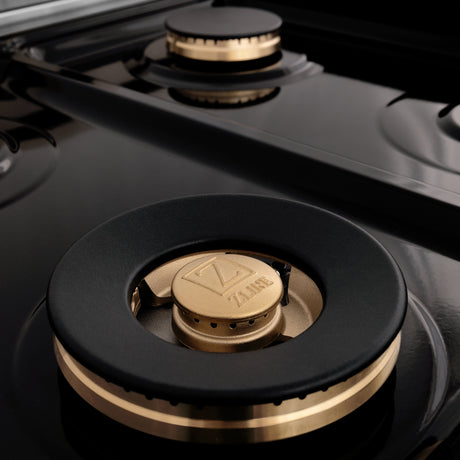 ZLINE Autograph Edition 48" Porcelain Rangetop with 7 Gas Burners in Stainless Steel and Champagne Bronze Accents (RTZ-48-CB)