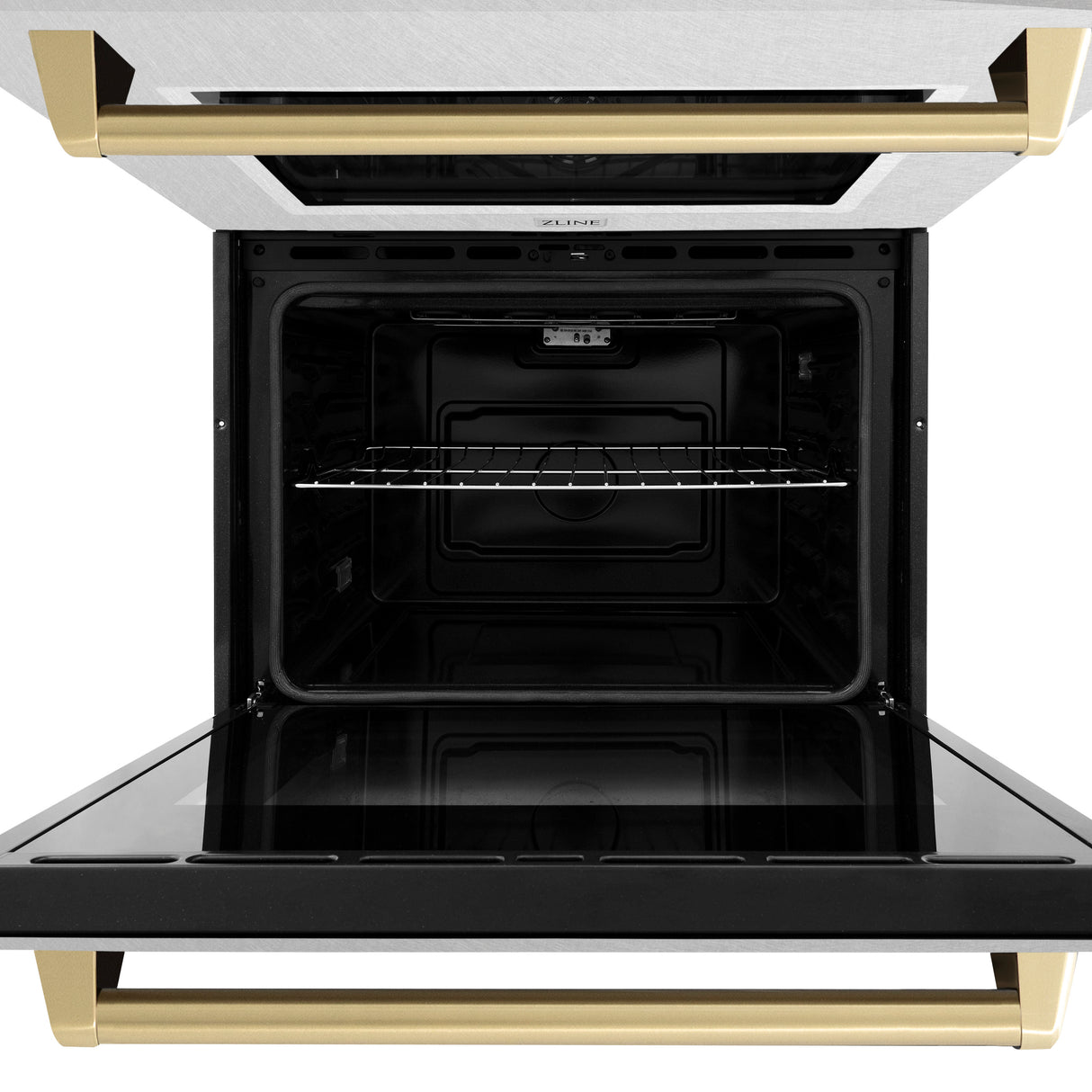 ZLINE 30" Autograph Edition Double Wall Oven with Self Clean and True Convection in Fingerprint Resistant Stainless Steel and Champagne Bronze (AWDSZ-30-CB)