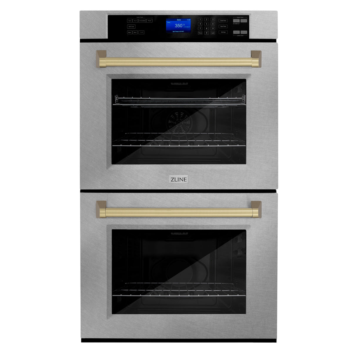 ZLINE 30" Autograph Edition Double Wall Oven with Self Clean and True Convection in Fingerprint Resistant Stainless Steel and Champagne Bronze (AWDSZ-30-CB)